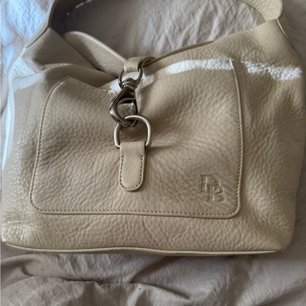 Vintage Dooney & Bourke Beige Leather Shoulder Bag